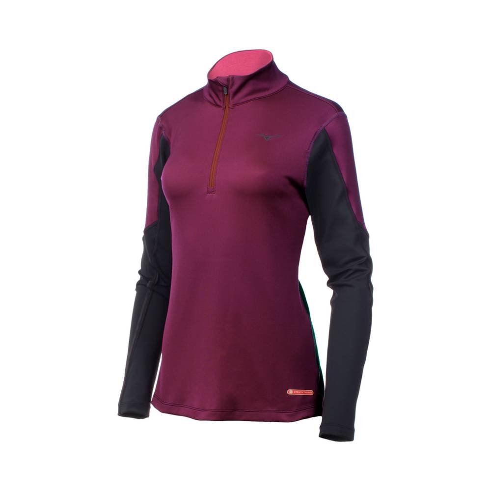 Damske Base Layer Mizuno Breath Thermo® Half Zip Nachový/Čierne Vypredaj SWKY38576